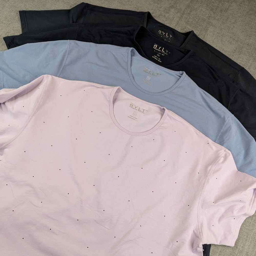 BYLT Shirts Mens XXL Multicolor Solid Pocket Tee AOP Performance Active Lot of 4